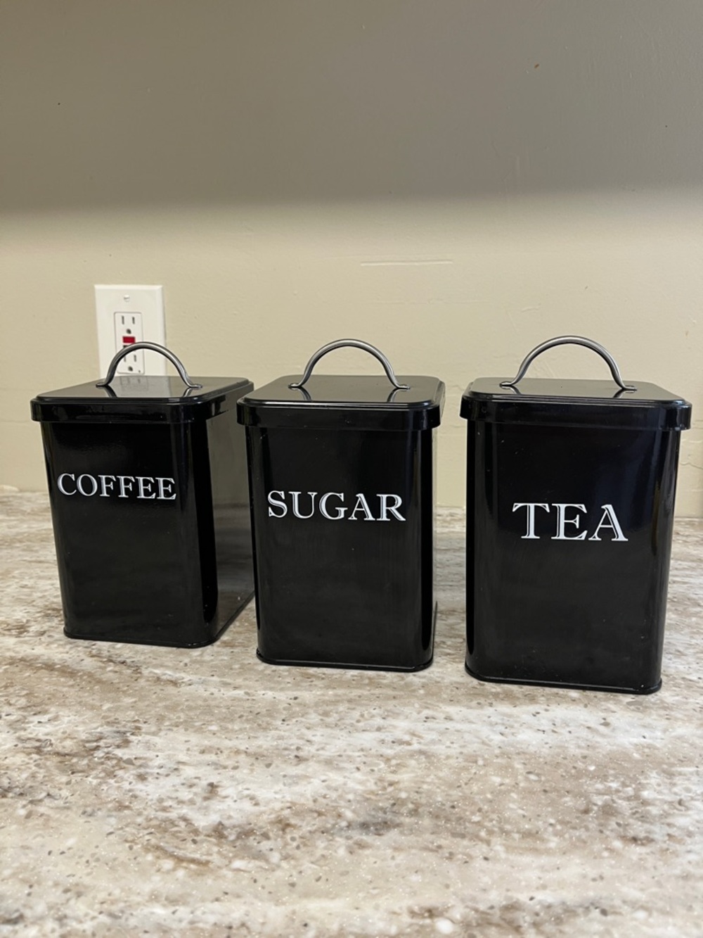 Black Coffee Sugar Tea Canister Set - Kitchen Storage